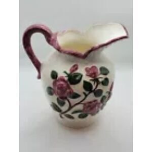 vintage floral cream pitcher, raised floral design, 6" tall